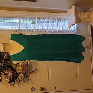 Everly turquoise vneck sleeveless dress One pleat in back Fully lined Med EUC …